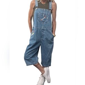 Vintage 2000 Looney Tunes Denim Overalls Bugs Bunny Embroidered Size L